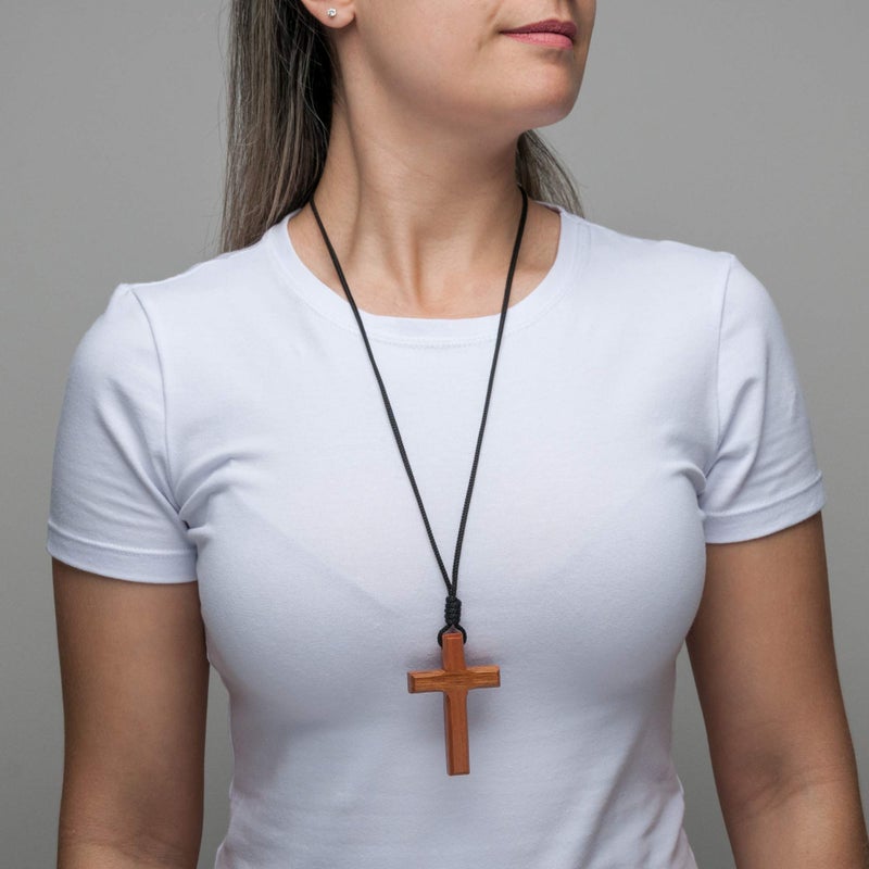 Intercession Wood Cross Crucifix on Cord (2.75 Inches) - Image 5